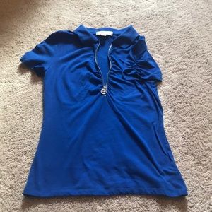 Michael Kors cotton blue polo zipper shirt